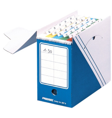 Archivbox, für Hängemappen, Wellpappe, 33,5 x 16 x 28,5 cm, blau