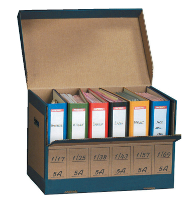 Archivcontainer 270, A4, braun/blau, Wellpappe