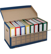 Archivcontainer 2708, A4, braun/blau, Wellpappe 1-wellig