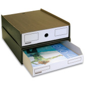Archivbox, Wellpappe, A4, 25,8 x 34,7 x 7,5 cm, dunkelbraun/weiß