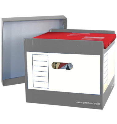 Archivcontainer Top-Portable-Box 50007, A4, wei&szlig;/grau, innen 32,2x29,2x28,4cm (TxBxH), Wellpappe