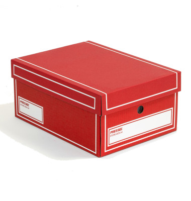Archivbox, Wellpappe, mit Deckel, A4, 25,5x35x15,5cm, rot