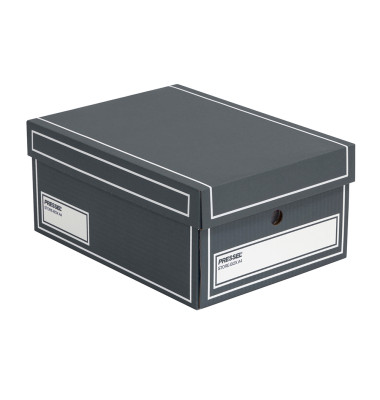 Archivbox, Wellpappe, mit Deckel, A4, 25,5x35x15,5cm, anthrazit