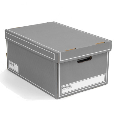 Archivbox, Wellpappe, mit Deckel, i: 32x47x23cm, grau