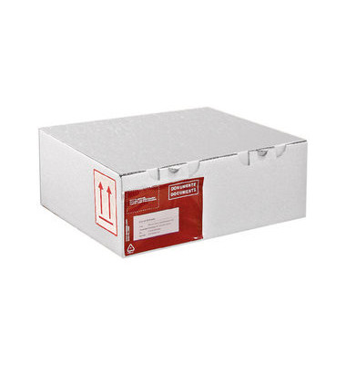 Versandkarton Postkarton 90160 weiß, bis DIN A4, innen 305x220x150mm, Wellpappe 1-wellig