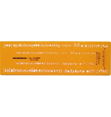 Kunststoff-Schablone Schrift 89200 orange Schrifthöhe 3,5mm & 5mm
