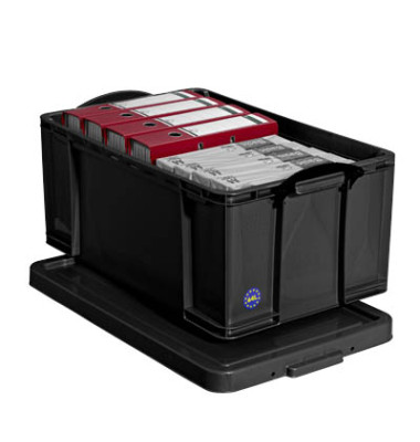 Aufbewahrungsbox 64BK, 64 Liter mit Deckel, für A4 Ordner, außen 710x440x310mm, Kunststoff schwarz
