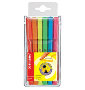 Textmarker-Set STABILO flash Etui, 555/6, Set, farbig sortiert (gelb/blau/gr&uuml;n/rot/orange/pink), 1-3,5mm Keilspitze
