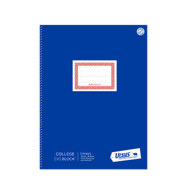 Collegeblock 044320010 OE, Lineatur 21 / liniert mit Rand innen, A4, 70g, blau, 80 Blatt