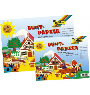 700 12BL Buntpapierheft Glanzpapier 23x14cm Gummiert