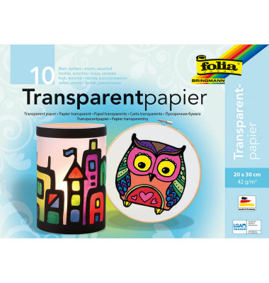 Basteltransparentpapier 20x30cm 42g farbig sortiert 888 Basteltransparentpapier 20x30cm 42g farbig sortiert 888