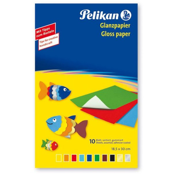 10 Stück Pelikan P137935 232M10 Buntpap Glanzpapier 30x18cm gummiert 4012700137937 Pelikan 100 Blatt