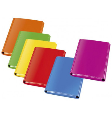 Heftbox 1441 300, A4 sortiert (gelb/hellrot/orange/hellgrün/hellblau/pink), 30mm Füllhöhe, Karton glanzkaschiert