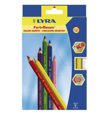 Buntstifte-Set Color Giants, L3941120, 12-farbig sortiert, sechskant, Packung