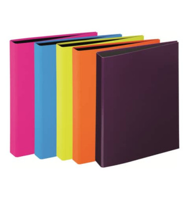 Ringbuch Trend Colours 20601-00, A4 2 Ringe 20mm Ring-&Oslash; Karton, PP-kaschiert farbig sortiert