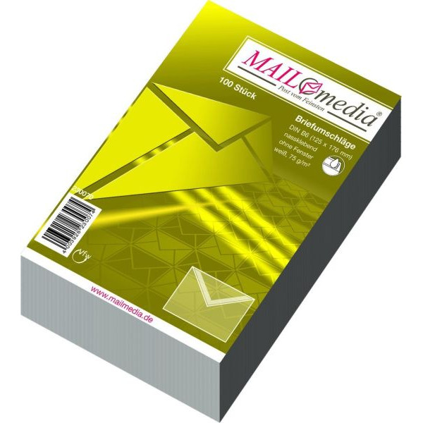 4003928230074 - Versandtaschen 30002418 B6 ohne Fenster nassklebend lange Seite offen 75g weiß 4003928230074 100 Stück