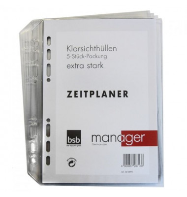 Prospekth&uuml;llen Manager 02-0092 Standard, A5 glasklar glatt, oben offen