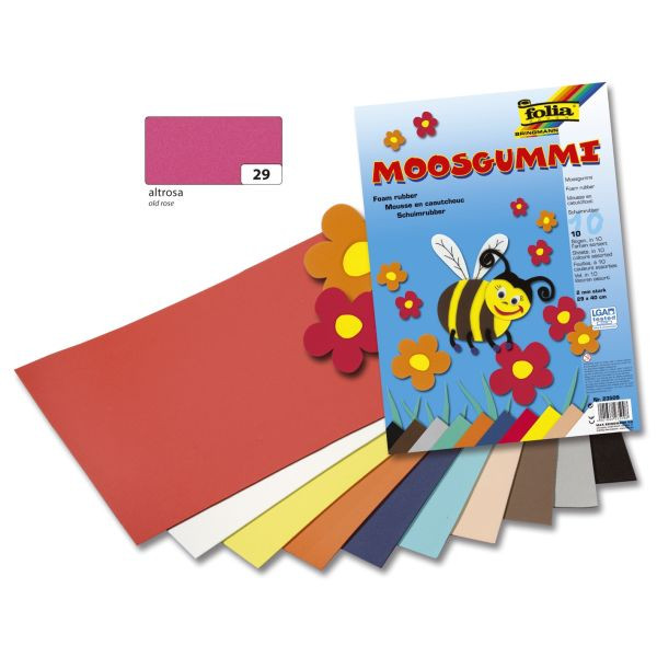 10 Stück Folia Bastelmoosgummi 20x29cm 2mm stark altrosa 231029 4001868231298 Folia
