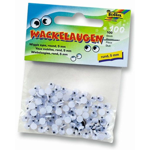 100 Stück Folia 750005  100ST Wackelaugen rund 5mm