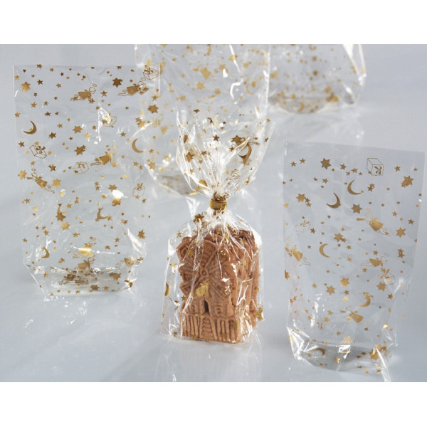 100 Stück Folia Weihnachts-Zellglasbeutel 290-00 95x160mm gold/transparent 4001868290004 folia
