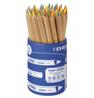 Buntstifte-Set 4- Color, 3713361, 36-vierfarbig sortiert, dreikant, Runddose