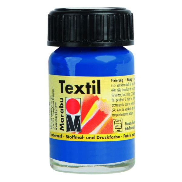 5 Stück Marabu Stoffmalfarbe Textil 1716 39 052, mittelblau, 15ml 4007751009654 Marabu 15 Milliliter