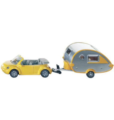 1629 VW Beetle gelb mit Knaus Tabbert TAB Wohnanhänger