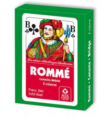 Spielkarten Rommé & Canasta & Bridge Leinen französisches Blatt Stülpschachtel
