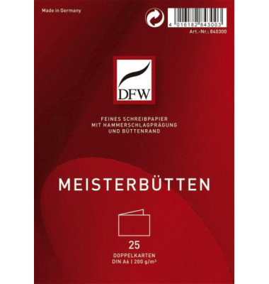 Blanko-Grußkarten Meisterbütten 840300 A5 200g weiß Blanko-Grußkarten Meisterbütten 840300 A5 200g weiß