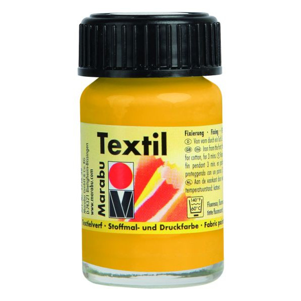 5 Stück Marabu Stoffmalfarbe Textil 1716 39 021, mittelgelb, 15ml 4007751009562 Marabu 15 Milliliter