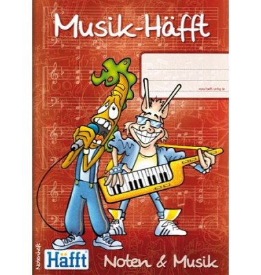Notenheft 1580-3 Musik-H&auml;fft, Lineatur 53 / liniert, A5, 70g, schwarz/rot, 34 Blatt / 68 Seiten