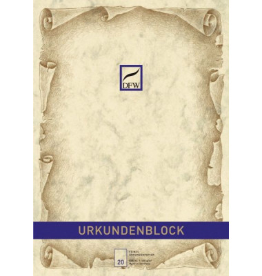 880110 Marmor o.Druck Urkundenblock A4 chamois