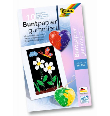 gummiert 21x30cm 10B Buntpapier Mappe bunt sort.