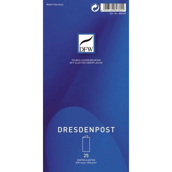 4016182803601 - Blanko-Grußkarten Dresdenpost 800360 DIN lang 200g weiß 4016182803601 25 Stück 4016182803601 - Blanko-Grußkarten Dresdenpost 800360 DIN lang 200g weiß 4016182803601 25 Stück