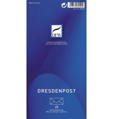 Briefumschlag Dresdenpost 800250 Din Lang ohne Fenster nassklebend 80g weiß