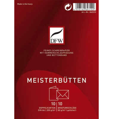Blanko-Gru&szlig;karten Meisterb&uuml;tten 840310 A5 200g ohne wei&szlig;