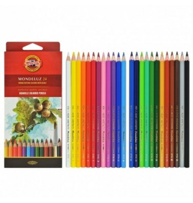 Aquarellstifte-Set Mondeluz, 3718, farbig sortiert, sechskant, Packung