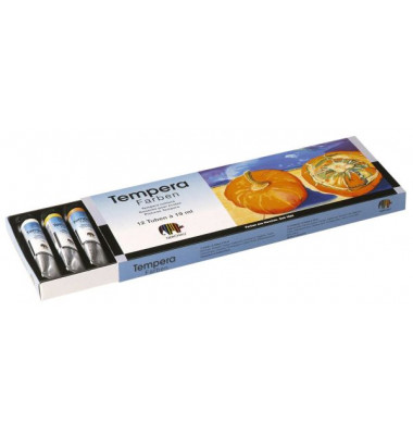 Temperafarbkasten Lukas, K119012, Temperafarbe, 12 Farben, farbig sortiert