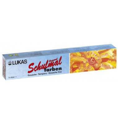 Temperafarbkasten Lukas, K108007, Temperafarbe, 6 Farben, farbig sortiert