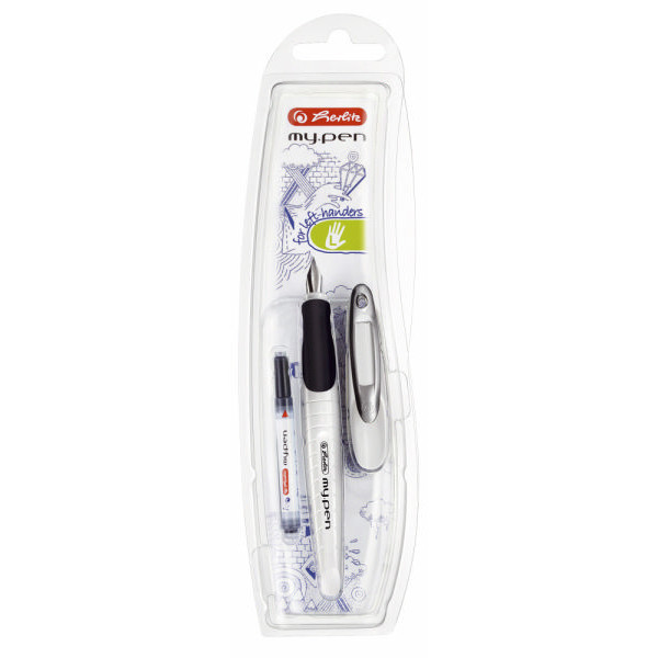 4008110380667 - herlitz mypen Patronenfüller weiß schwarz L (Linkshänderfeder) 1 St