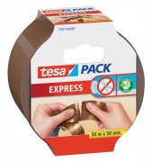 Packband Tesapack Express 57810-00000-01, 50mm x 50m, PP, handabreißbar, leise abrollbar, braun