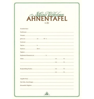 Ahnentafel 2800 1-31 A3.A4