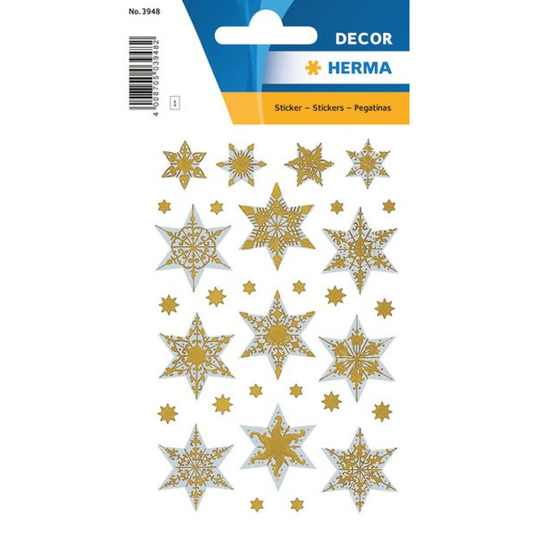 10 Stück Herma 3948 Weihnachten Relief Schmucketikett Sterne silber 4008705039482 Herma 20 Stück