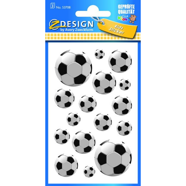 10 Stück AVERY Zweckform 53708 Schmucketikett Fußball sw/ws 4004182537084 AVERY Zweckform 48 Stück