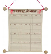 Geburtstagskalender 2886, 12 Monate / 1 Seite, 25x32cm, Geburtstagskalender auf Holzstifte mit Holzkugeln aufgezogen, 1 Blatt /J