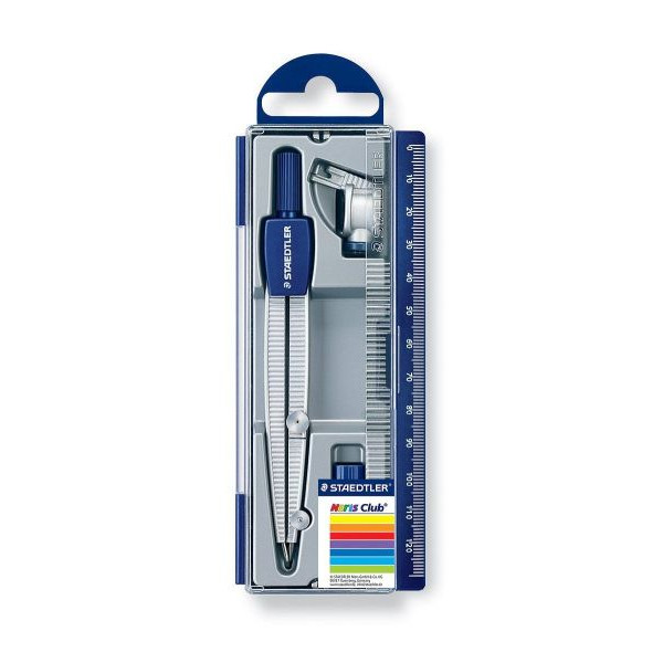 4007817550045 - STAEDTLER Schulzirkel Noris Club 550 60 Länge 1242 mm Präzisionszirkel im Klappdeckeletui mit stumpfwinkliger (550 60)
