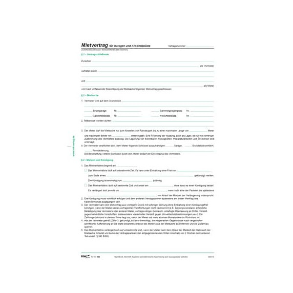 50 Stück RNK 553 Mietvertrag f.Garagen 4002871055307 RNK