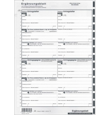 705EB Mahnbescheid neutral Ergänzungsblatt EDV