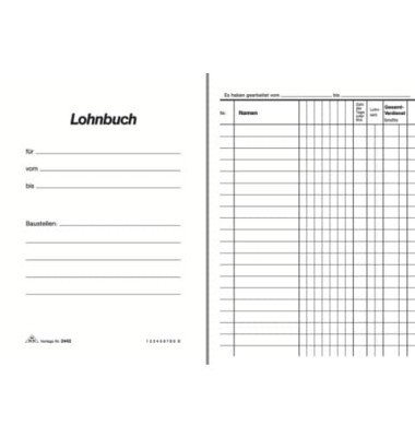 Lohnbuch 2442 Polierbuch zur Erfassung der Arbeitsstunden und des verbrauchten Materials, 17x12cm, 1x 48 Blatt