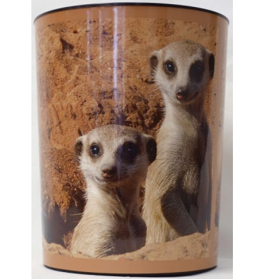 Papierkorb 26574, 13 Liter, rund, Motiv: Erdmännchen